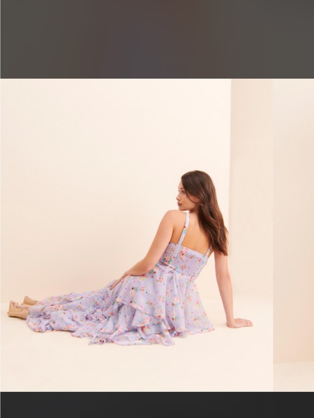 Lilac Floral Tiered Maxi Dress with Ruffle Skirt - Picture 3 of 4